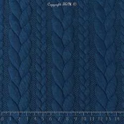 Tissu Jersey Matelassé à Motif Torsade Bleu Cobalt - Photo 15x15