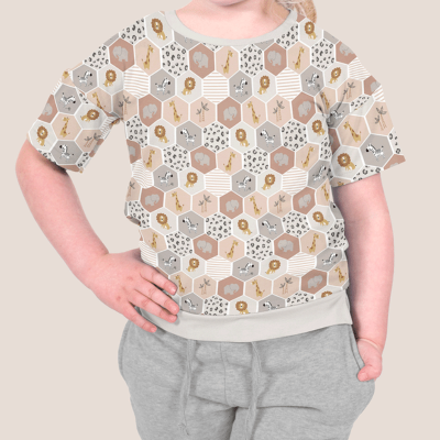 Jersey Coton Motif Hexagone safari pour enfants