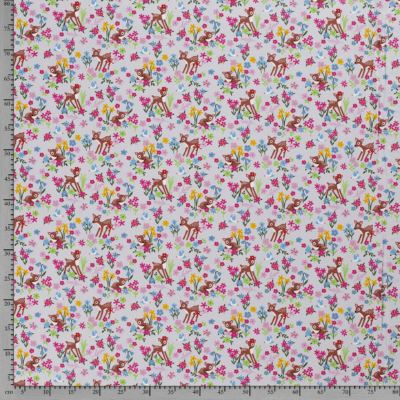 Jersey de coton gris clair motifs fleuris