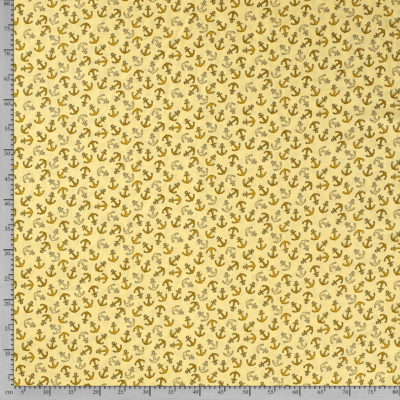 popeline de coton jaune motif  ancres
