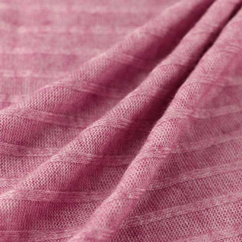 Tissu Maille Angie poly-viscose Chiné à grosses côtes fuchsia