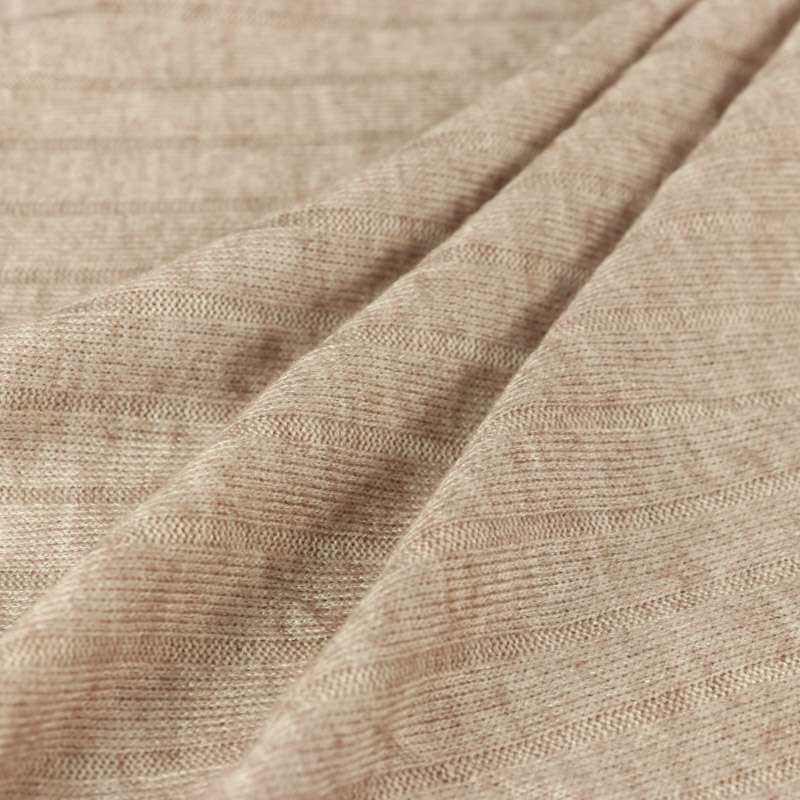 Tissu Maille Angie poly-viscose Chiné à grosses côtes beige