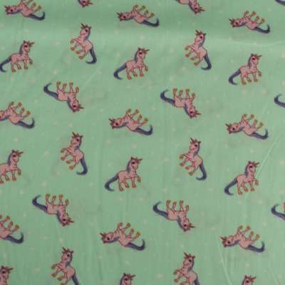 Tissu popeline de coton  motif licorne