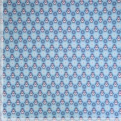 Jacquard Polyester Elasthanne Motif Pingouins Fon Bleu