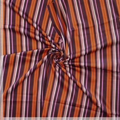 Tissu Jersey Coton Motifs Rayures Ton Orange Et Bordeaux