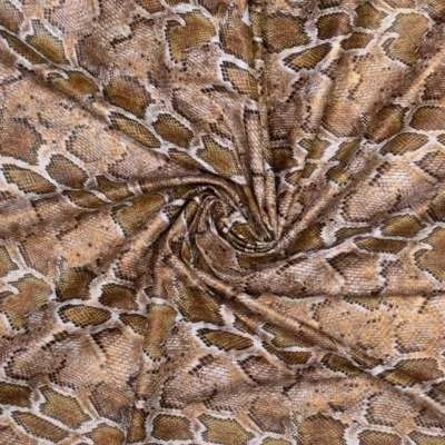 Tissu Simili cuir motif python ton beige