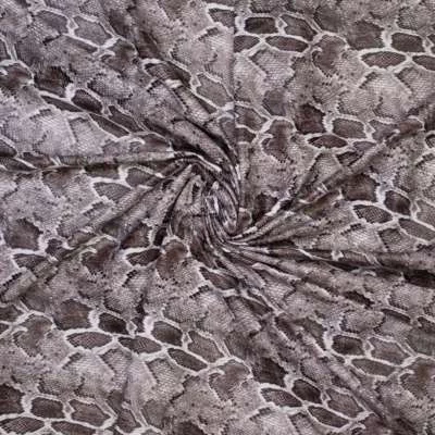 Tissu Simili cuir motif peau de serpent ton gris