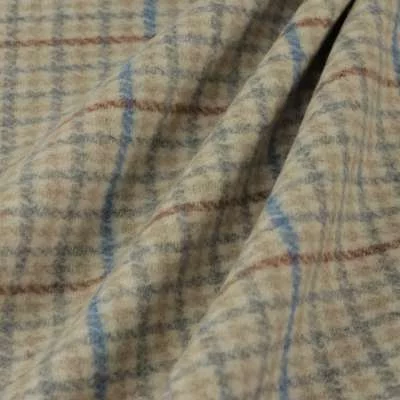 Tissus lainage motif carreaux fond beige vendu au coupon de 3 mètres