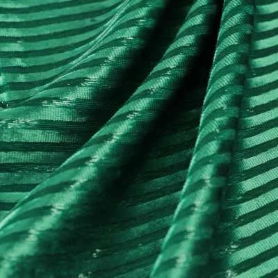 Tissus velours bandes johara vert
