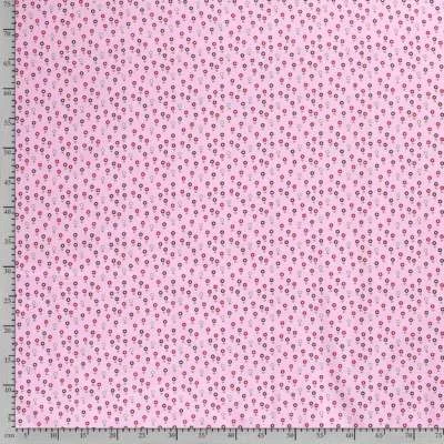 Tissu coton Floral sur fond rose