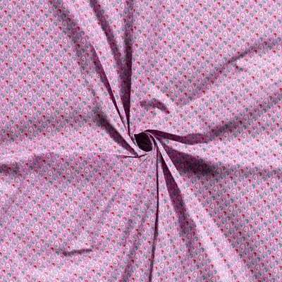 Tissus popeline de coton motif petites fleurs sur fond rose