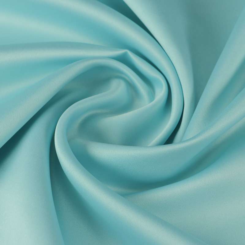 Tissu satin polyester uni bleu cyan