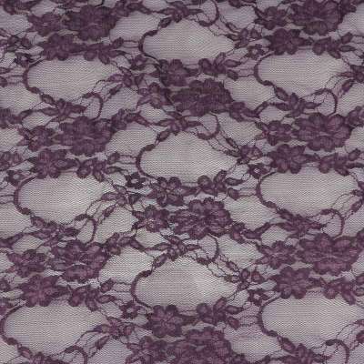 Tissus dentelle lorette uni aubergine