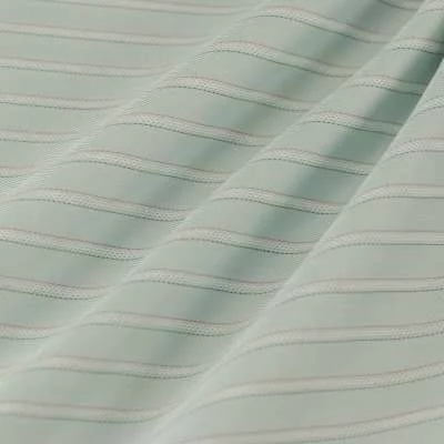 Popeline De Coton Rayures Blanc Sur Fond Vert Eau - Au Mètre