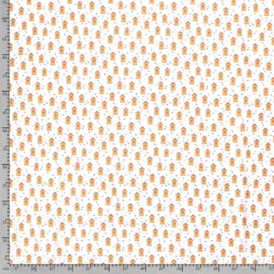 Tissu Popeline Coton motif cabane