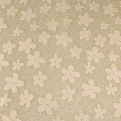 Tissu dentelle Vintage motif fleur- beige