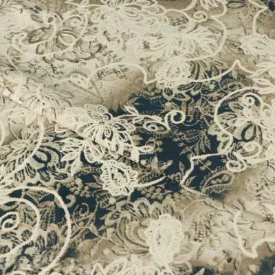 Tissu venezia Maillot de bain motif fleurs Gomme ton kaki