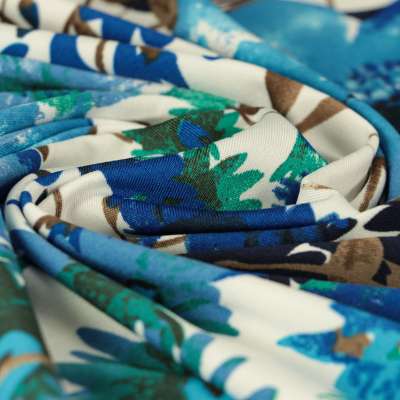 Tissu Maillot de bain motif floral ton bleu