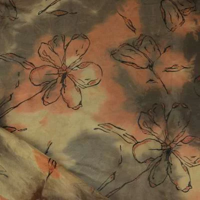 Tissus résille floqué a motifs fleurs ton tie and day