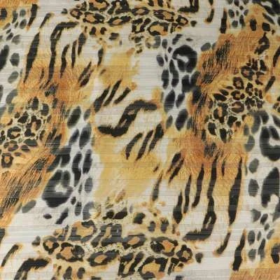 Tissu mousseline lurex Oslo motif tigre beige