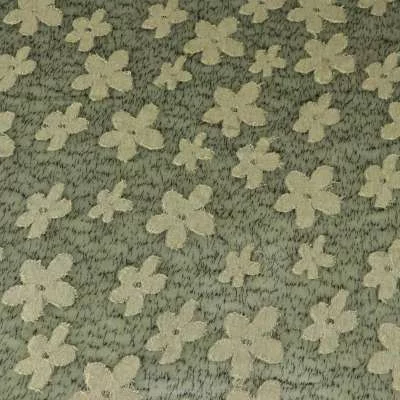 Tissu dentelle kaki Vintage motif fleurs