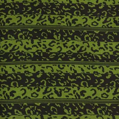 Fibranne viscose vert a motif léopard vendu au coupon