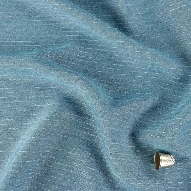 Tissu Chambray mini rayures bleu vendu au coupon