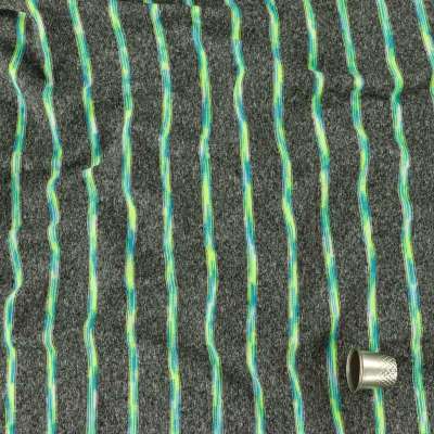 Tissus Jersey Polyester et Lycra Sport Gris Rayures Vert Vendu Au Coupons