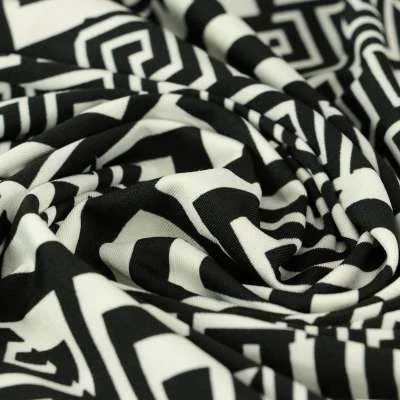 Tissu venezia lycra maillot de bain marine motif géométrique vendu au coupon