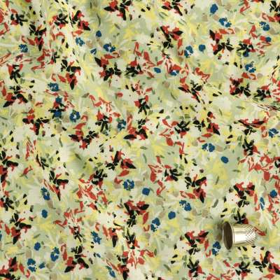 Fibranne viscose kaki de haute qualité motif floral vendu au coupon