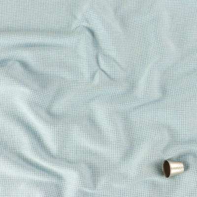Jersey Coton bleu ciel imprimé mini carreaux vendu au coupon