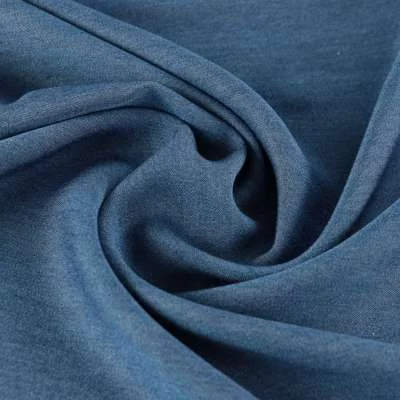 Tissu tencel effet denim bleu cerulean coupon de 3 mètres