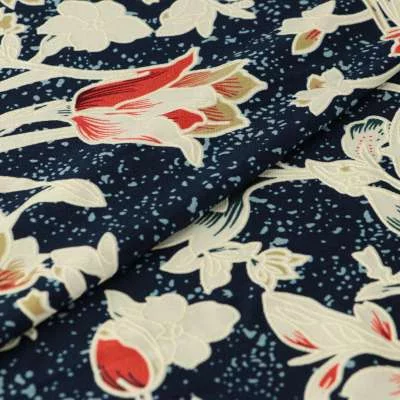 Tissu venezia gomme lycra maillot de bain marine motif floral