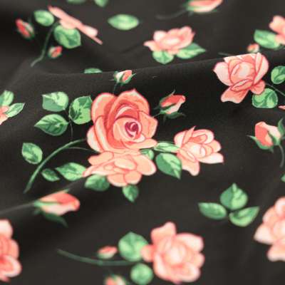 Tissu pour maillot de bain motif floral sur fond noir
