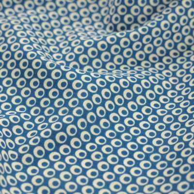Tissu popeline coton bleu motifs circulaire vendu au coupon