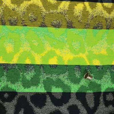 coton polyester motif panthère et grosse rayure vert et noir