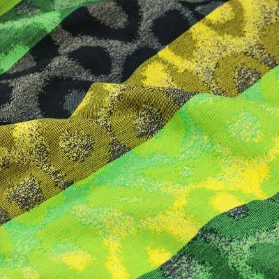 Tissus coton polyester motif panthère et grosse rayure vert et noir