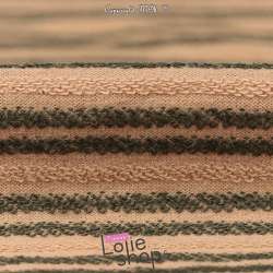 Tissu Molleton Beige Effet Rayure Bouclettes Kaki/ Beige