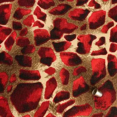 Tissu Viscose Taches léopard Rouge vendu au coupon