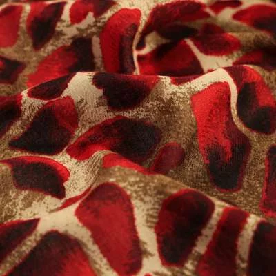 Tissu Viscose Taches léopard Rouge