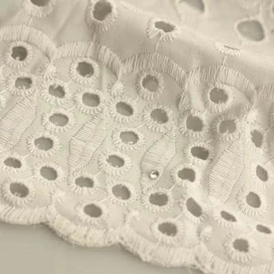 Broderie Anglaise motifs en rondelle brodée Uni Blanc
