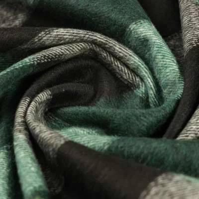 Tissu Lainage à carreaux noir et vert