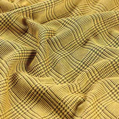 Tissu jacquard jaune motif prince de galles de fabrication française vendu au coupon