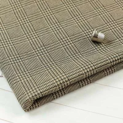 Tissu jacquard gris motif prince de galles de fabrication française vendu au coupon