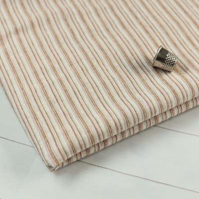 Jersey Polycoton imprimé et tissé mini rayures beige