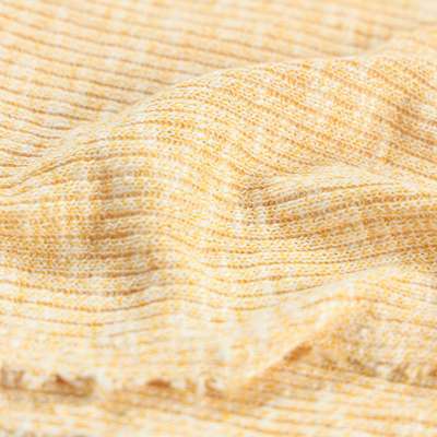 Tissu maille tricot côtelé jaune