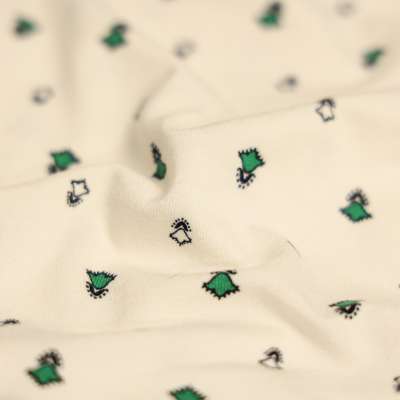 Jersey Viscose Imprimé Petit Motif  Vert Vendu Au Coupon