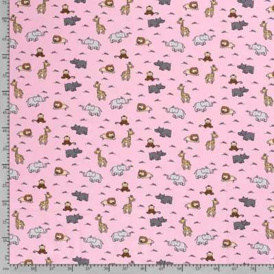 Tissu Jersey Coton Rose Imprimé Animaux