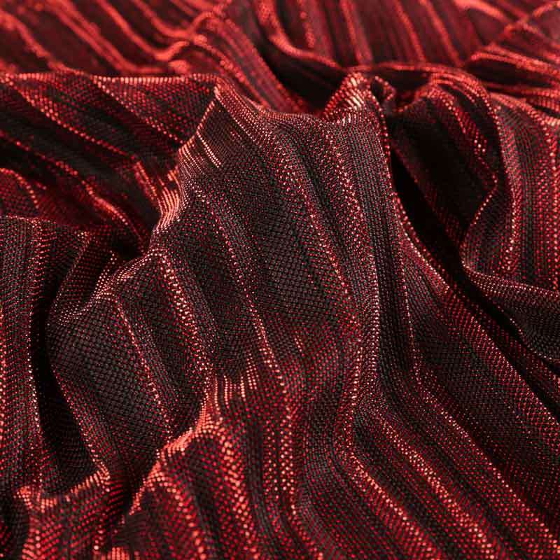 Tissu Plissé bordeaux Lurex