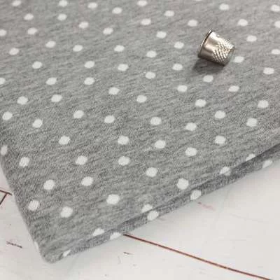 Jersey coton gris imprimé pois double contrecollé